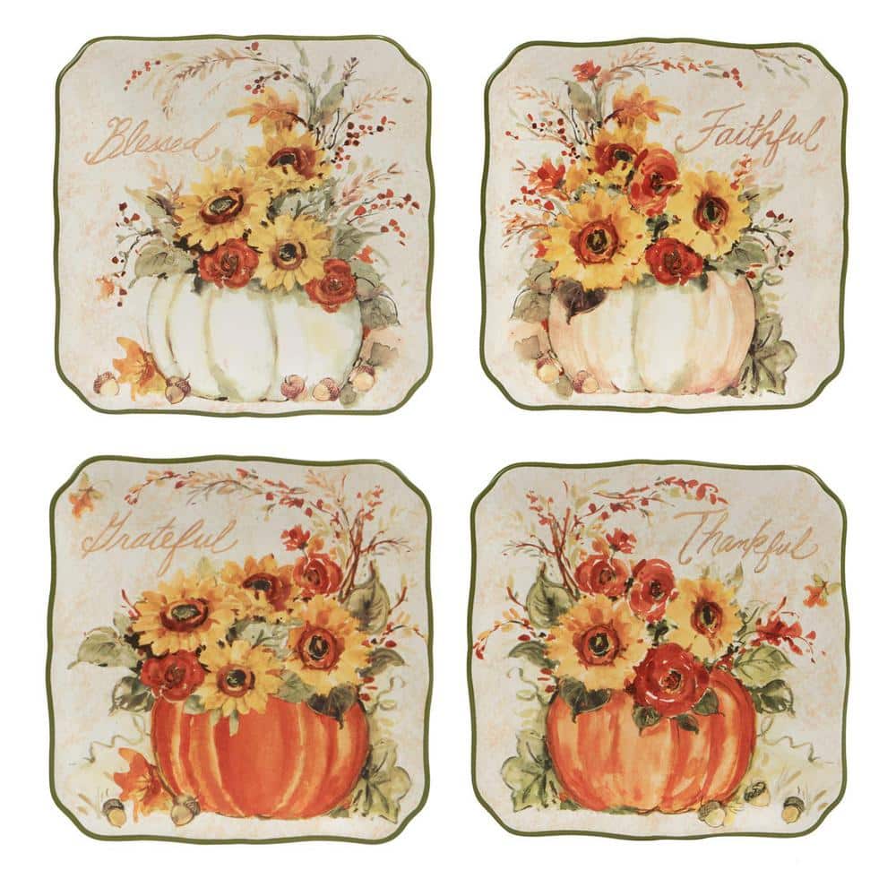 Harvest Morning Assorted Colors Dessert Plates (Set of 4) - Hercitys
