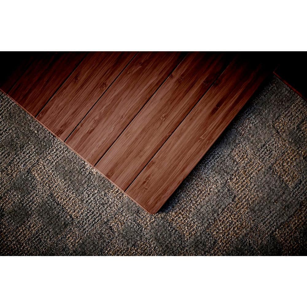 Walnut 44 in. x 52 in. Bamboo Roll-Up Chair Mat with Lip - Hercitys