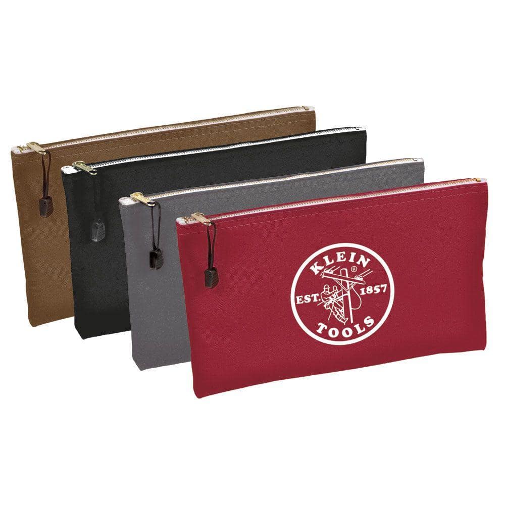 Zipper Bags, Canvas Tool Pouches Brown/Black/Gray/Red, 4-Pack - Hercitys