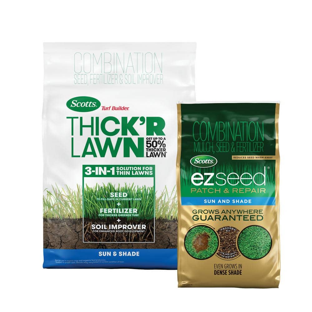 Turf Builder THICK’R LAWN and EZ Seed Patch & Repair for Sun & Shade Grass Seed, Fertilizer, and Soil Improver Bundle - Hercitys