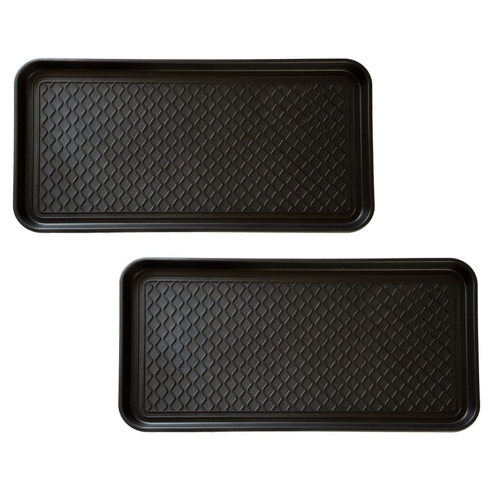 Black 15 in. x 30 in. Large Recycled Polypropylene All Weather Boot Tray (2 Pack) - Hercitys