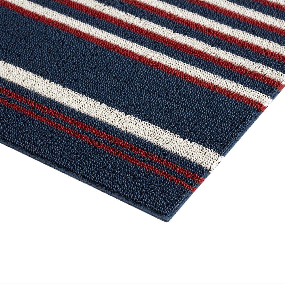 Navy, Red and White Stripe 24 in. x 36 in. PVC Door Mat - Hercitys