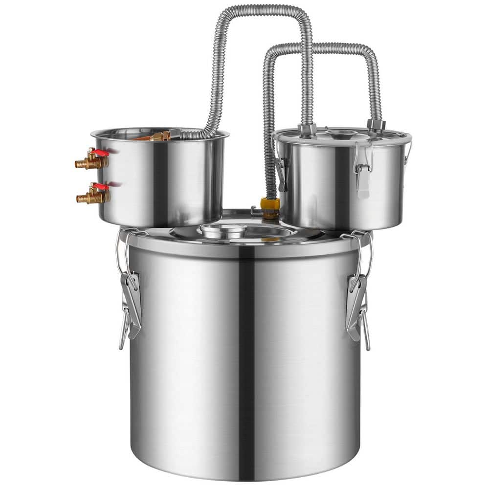 Alcohol Still, 5 Gal. / 19 L Stainless Steel Water Alcohol Distiller with Copper Coil for Fast Cooling, Silver - Hercitys