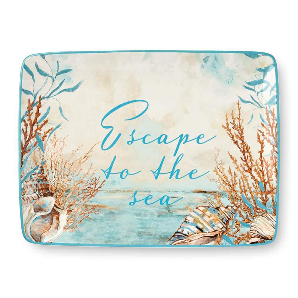 Escape to the Sea 12 in. Multi-Colored Ceramic Platter - Hercitys