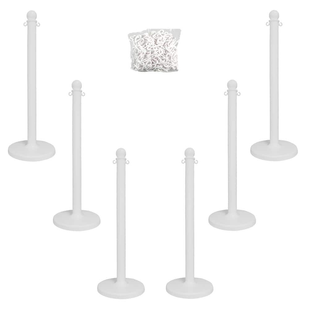 Medium Duty White Stanchion and Chain Kit - Hercitys