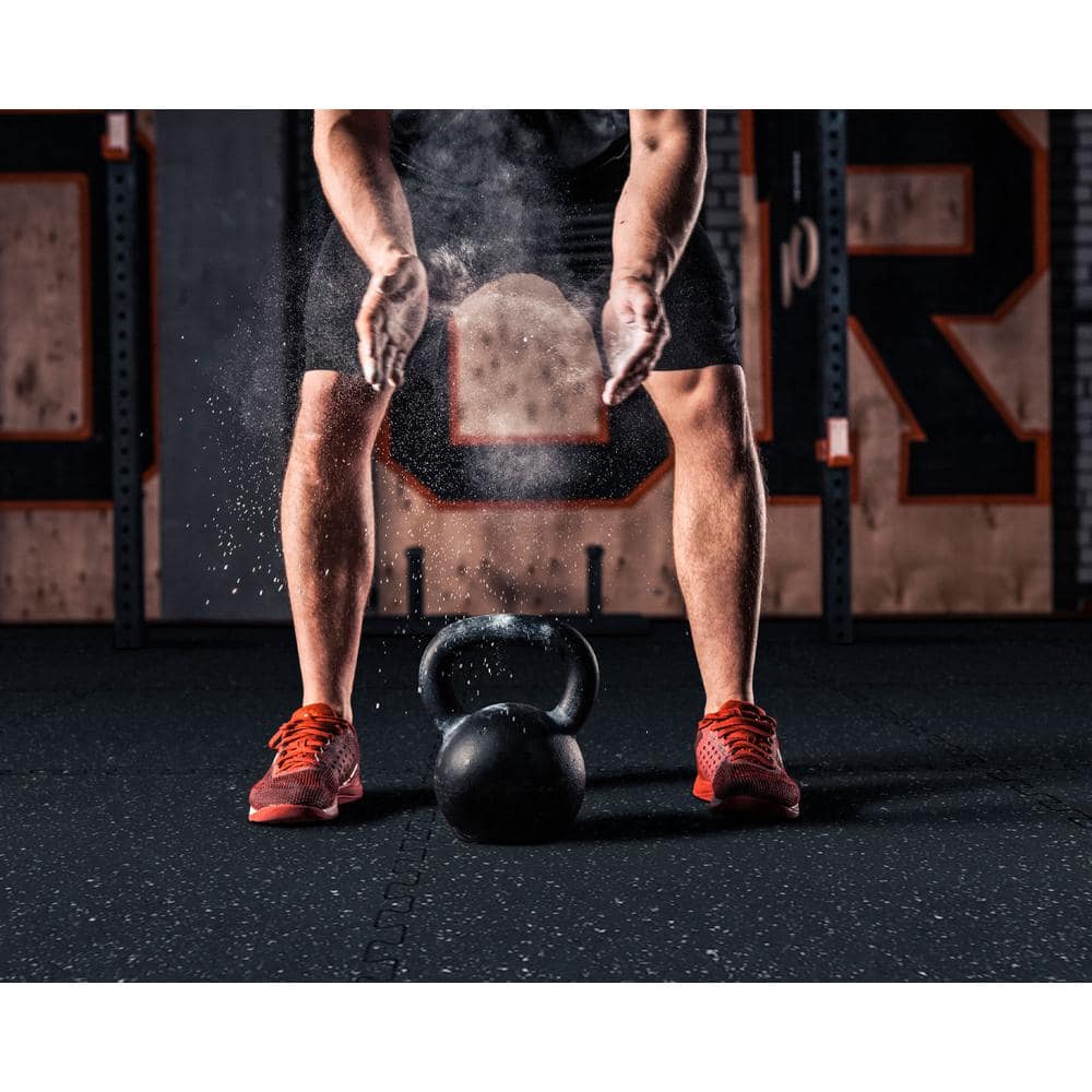 Black with Blue White Flecks 20.5 in. x 20.5 in. x 0.47 in. Rubber-Tec Reversible Gym Flooring (12 sq. ft.) (4-Pack) - Hercitys