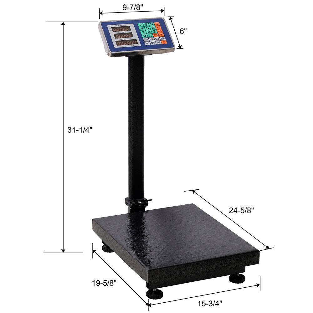 660 lbs Weight Computing Food Scale with LB/KG, Tare, Price Calculator, and LCD Digital Display LED Type in Black - Hercitys