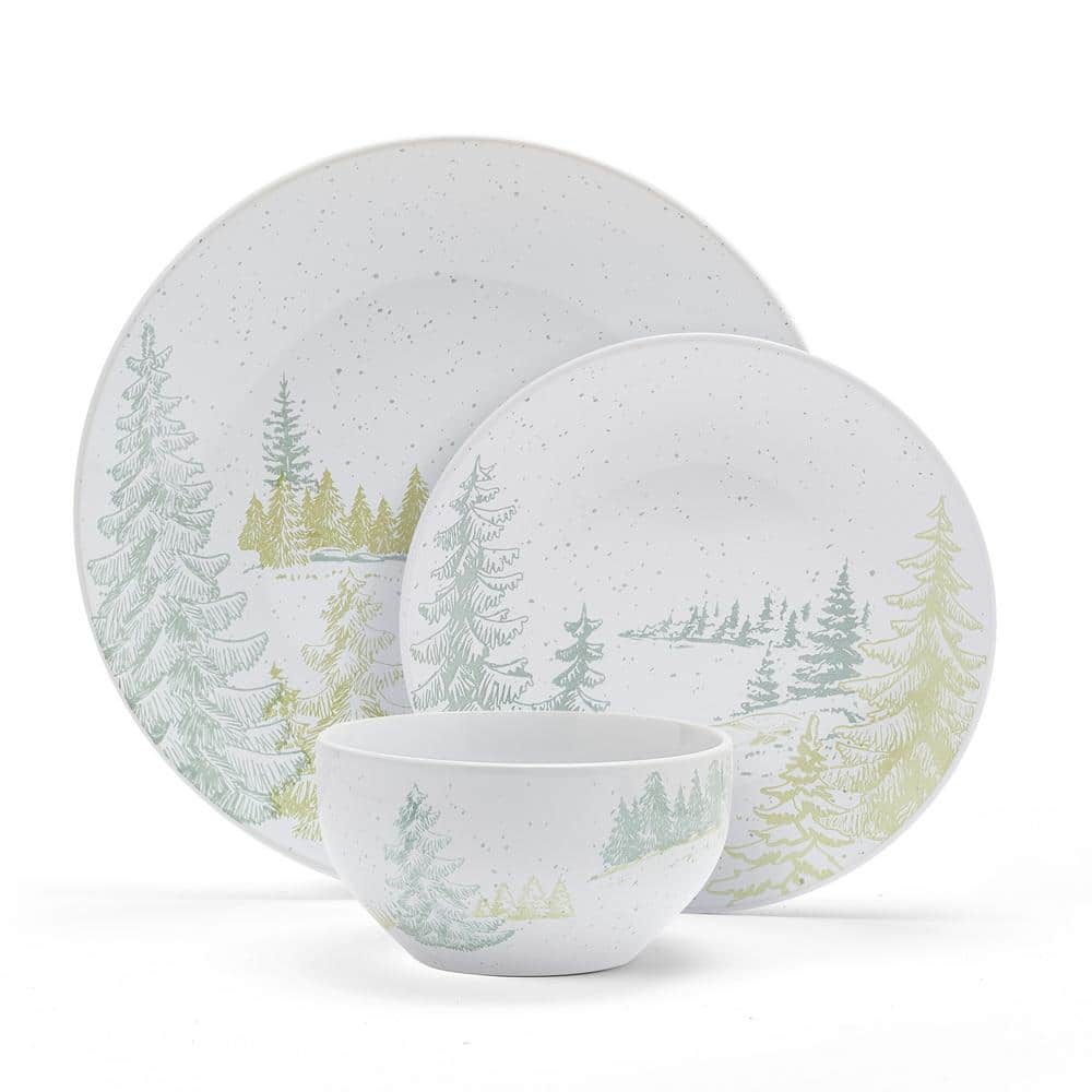 Tranquil Trails 12-Pieces Stoneware Dinnerware Set, Multi Color, Service for 4 - Hercitys