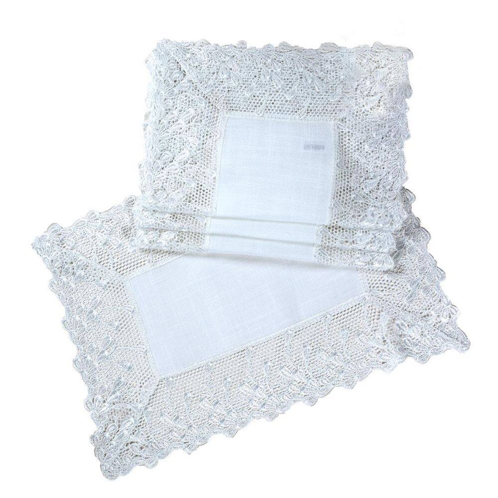 Garden Trellece Lace 14 in. x 20 in. White Trim Placemats (Set of 4) - Hercitys