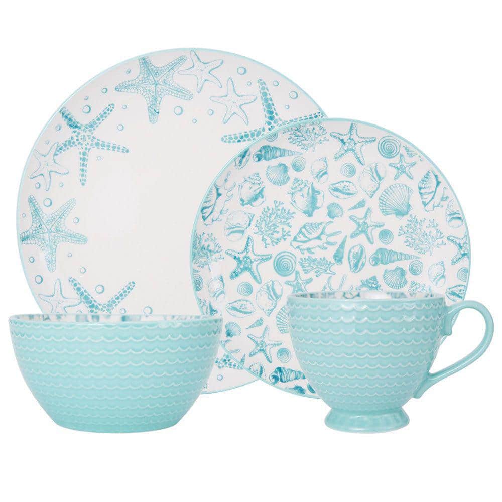 Venice 16-Piece Casual Aqua Stoneware Dinnerware Set (Set for 4) - Hercitys