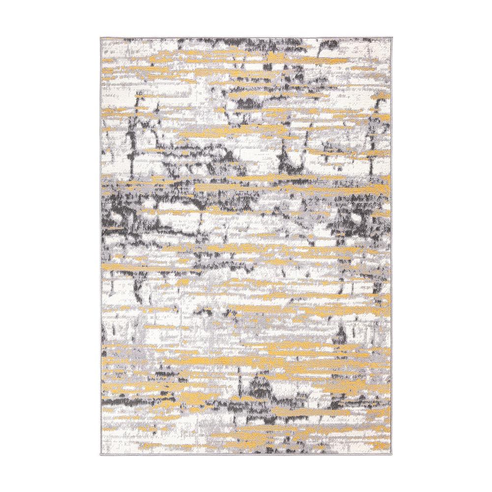 Yellow 5 ft. x 7 ft. Vintage Abstract Modern Area Rug - Hercitys