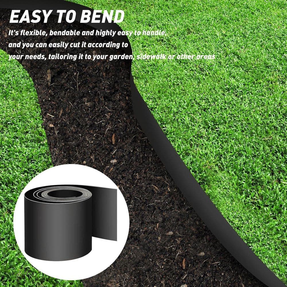 EcoShield Series 720 in. 60 ft. x 10 in. × 0.1 in. Black Recycled HDPE Edging-1 Piece - Hercitys