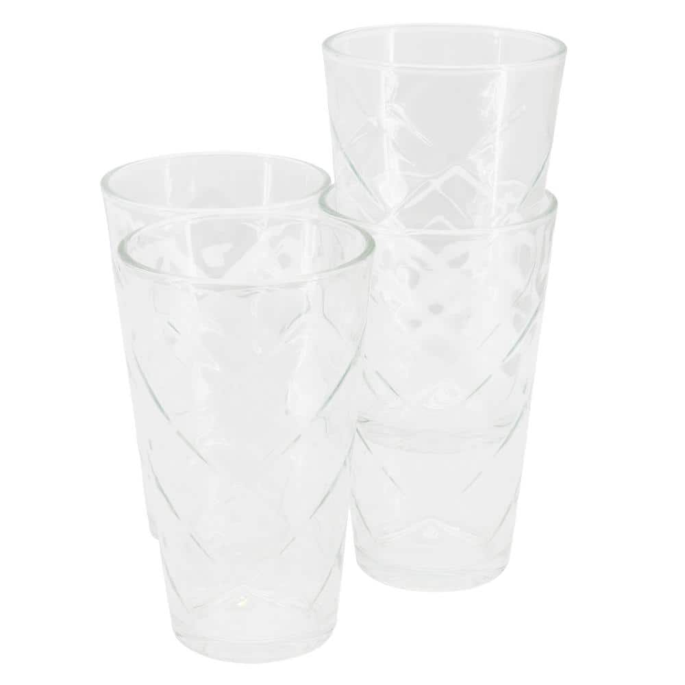 Lattice 4-Piece 16 oz. Glass Tumbler Set - Hercitys