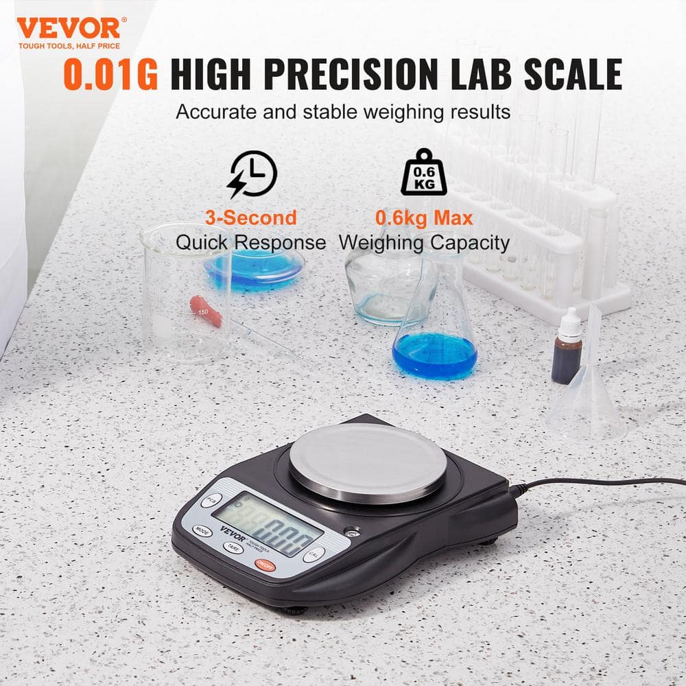Analytical Balance, 600g x 0.01g Accuracy High Precision LCD Food Scale, 6 Units Conversion Electronic Scientific Scale - Hercitys