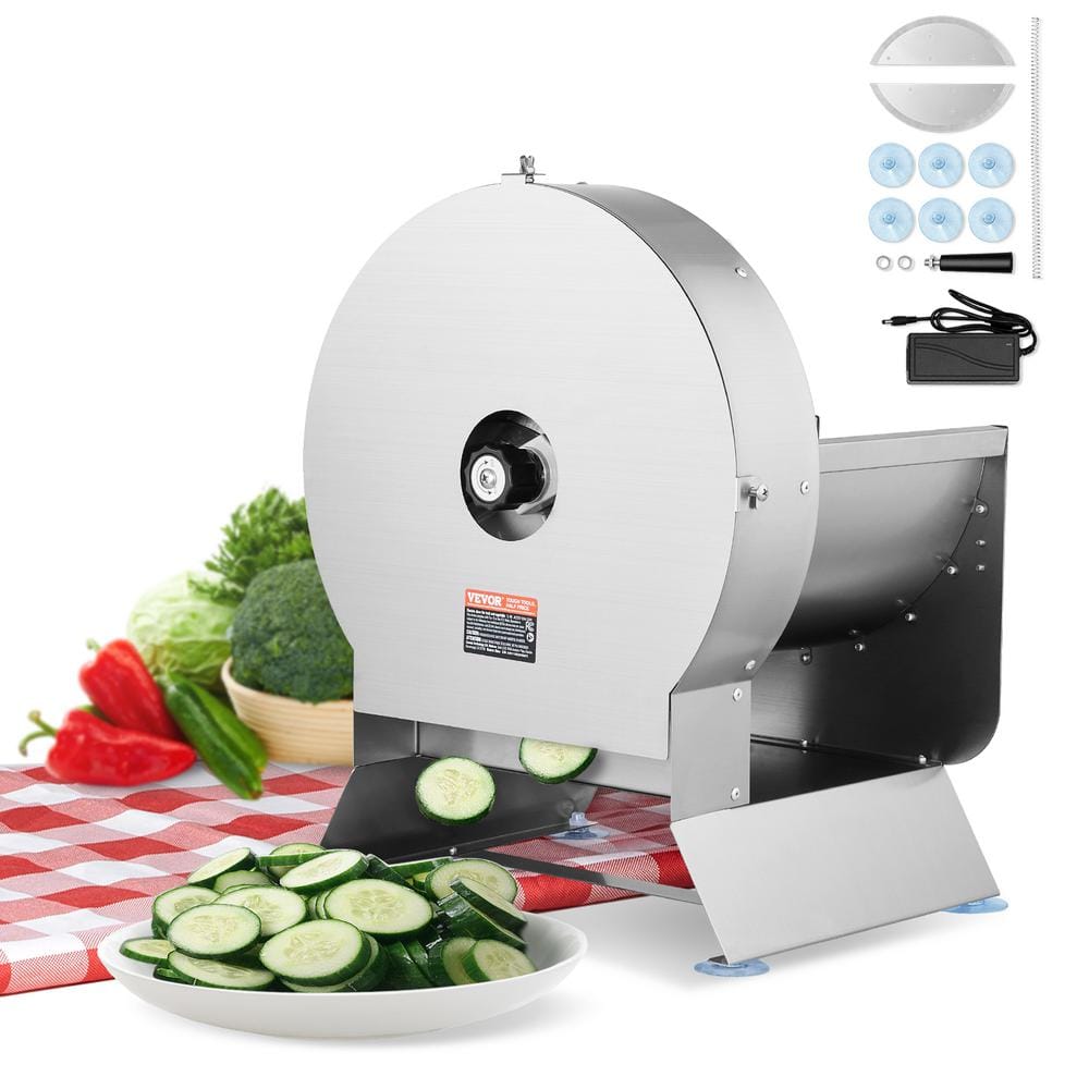 Electric Vegetable Slicer 0 to 0.5 in. Thickness Adjustable Commercial Slicer Convertible to Manual Stainless Steel - Hercitys