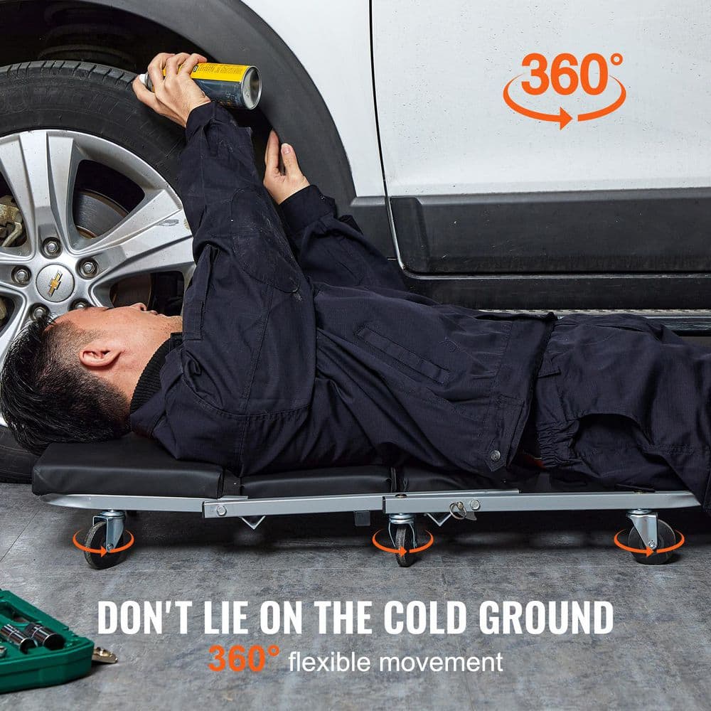 Z-Creeper Seat, 2 in 1 Rolling Folding Car Creeper/Stool, 300 lbs. Capacity Mechanic Creeper, Low Profile Creeper, Black - Hercitys