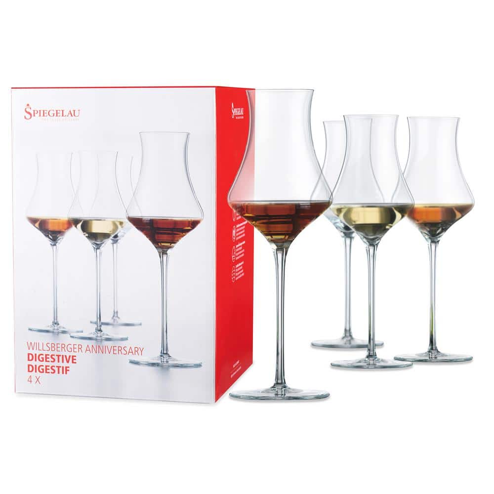 9.9 oz. Digestive Glasses European-Made Lead-Free Crystal, Modern Cocktail Glasses, Dishwasher Safe (Set of 4) - Hercitys