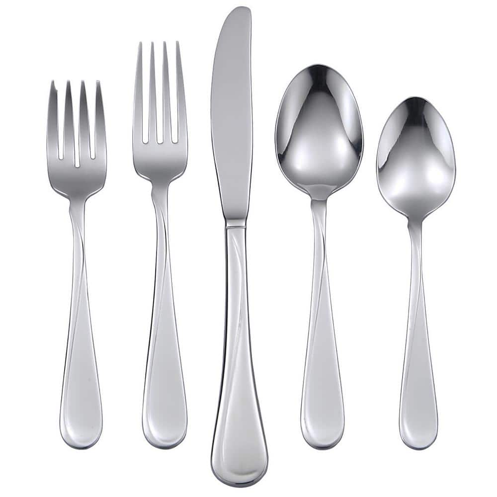 Flight 45-Piece Silver 18/0 Stainless Steel Flatware Set (Service for 8) - Hercitys