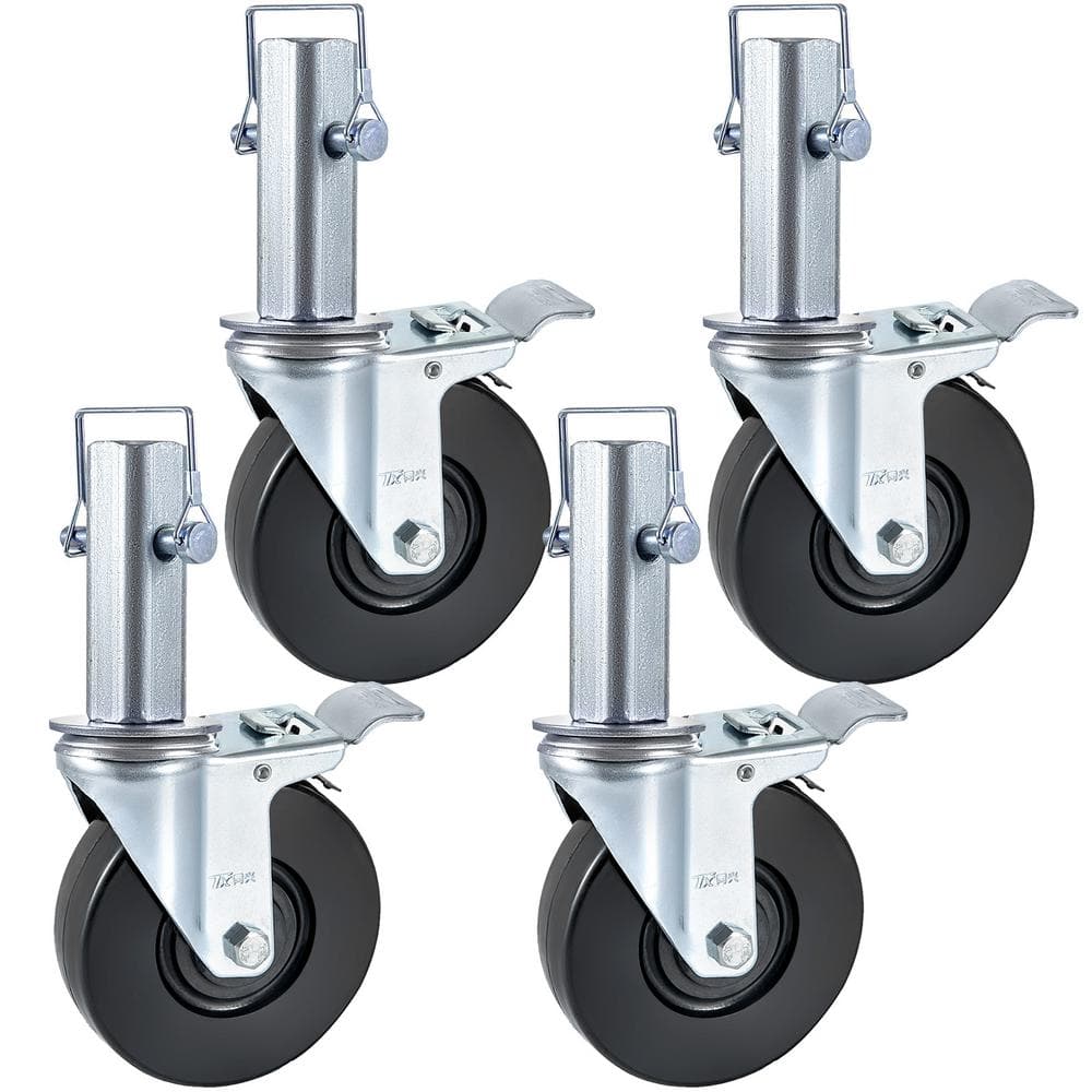 Scaffolding Rubber Swivel Caster Wheels 4-Pack 5 in. with Dual Locking Heavy Duty Casters 440 lbs. Capacity per Wheel - Hercitys