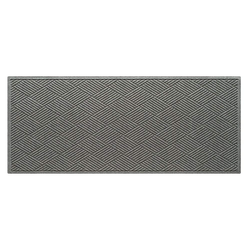 Waterhog Diamonds 35 in. x 100 in. PET Polyester Indoor Outdoor Runner Medium Gray - Hercitys