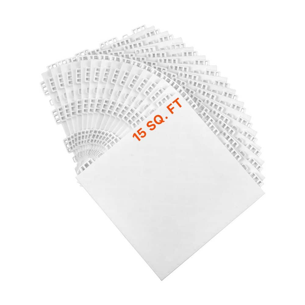 Tiles Hockey Floor Mat 12 in.x12 in. 15 Piece Interlocking Training Surface Gray Polyurethane Gym/Exercise Rubber Sheet - Hercitys