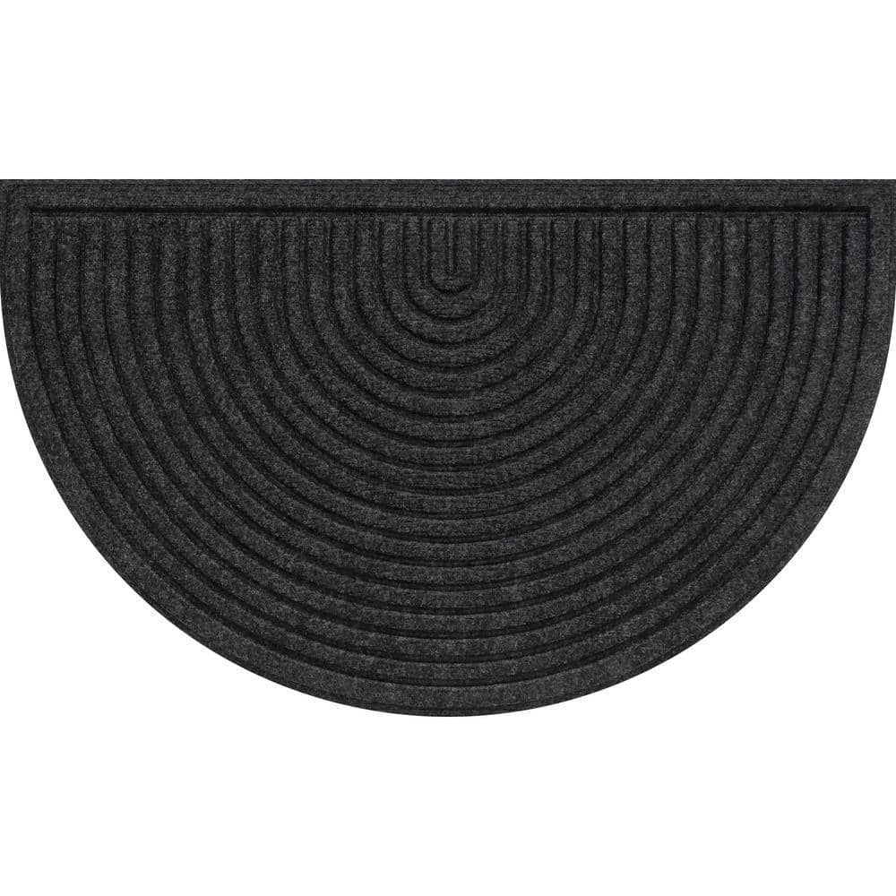Onyx Rib Black 18 in. x 30 in. Rubber Half Round Non-Slip Indoor Outdoor Door Mat - Hercitys