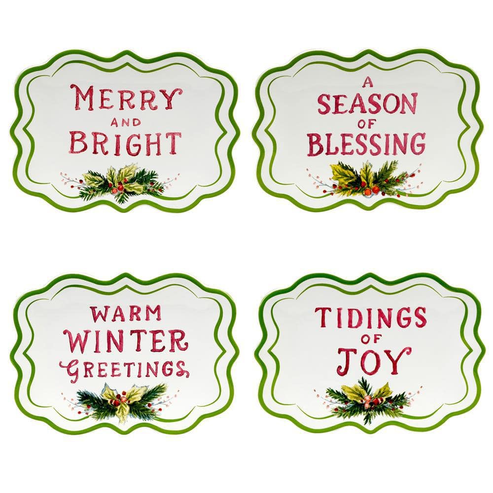 Multi-Colored Snowman Greetings Canape Plate (Set of 4) - Hercitys