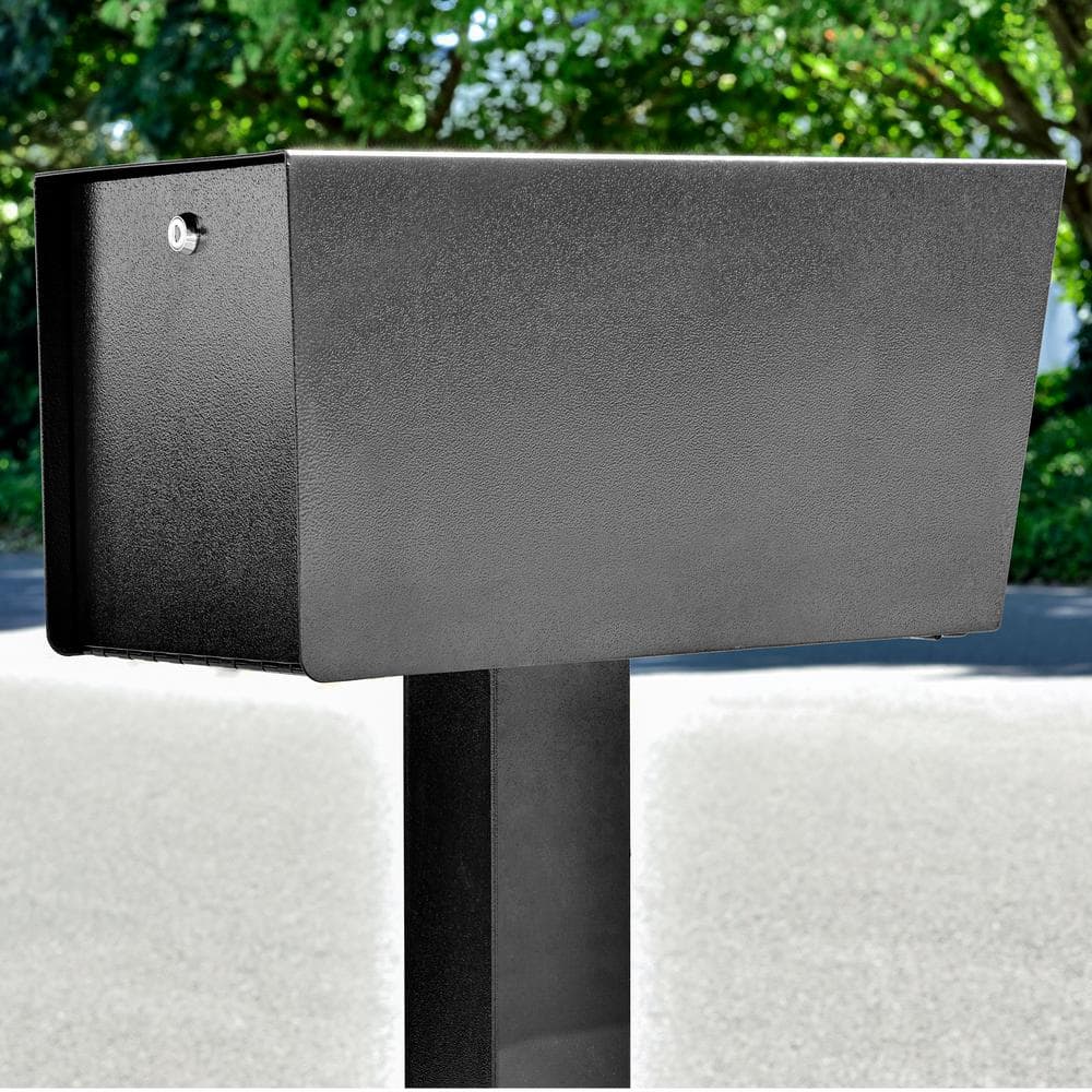 Street Safe Latitude Front/Rear Locking Black Post Mount Mailbox with High Security Reinforced Patented Locking System - Hercitys