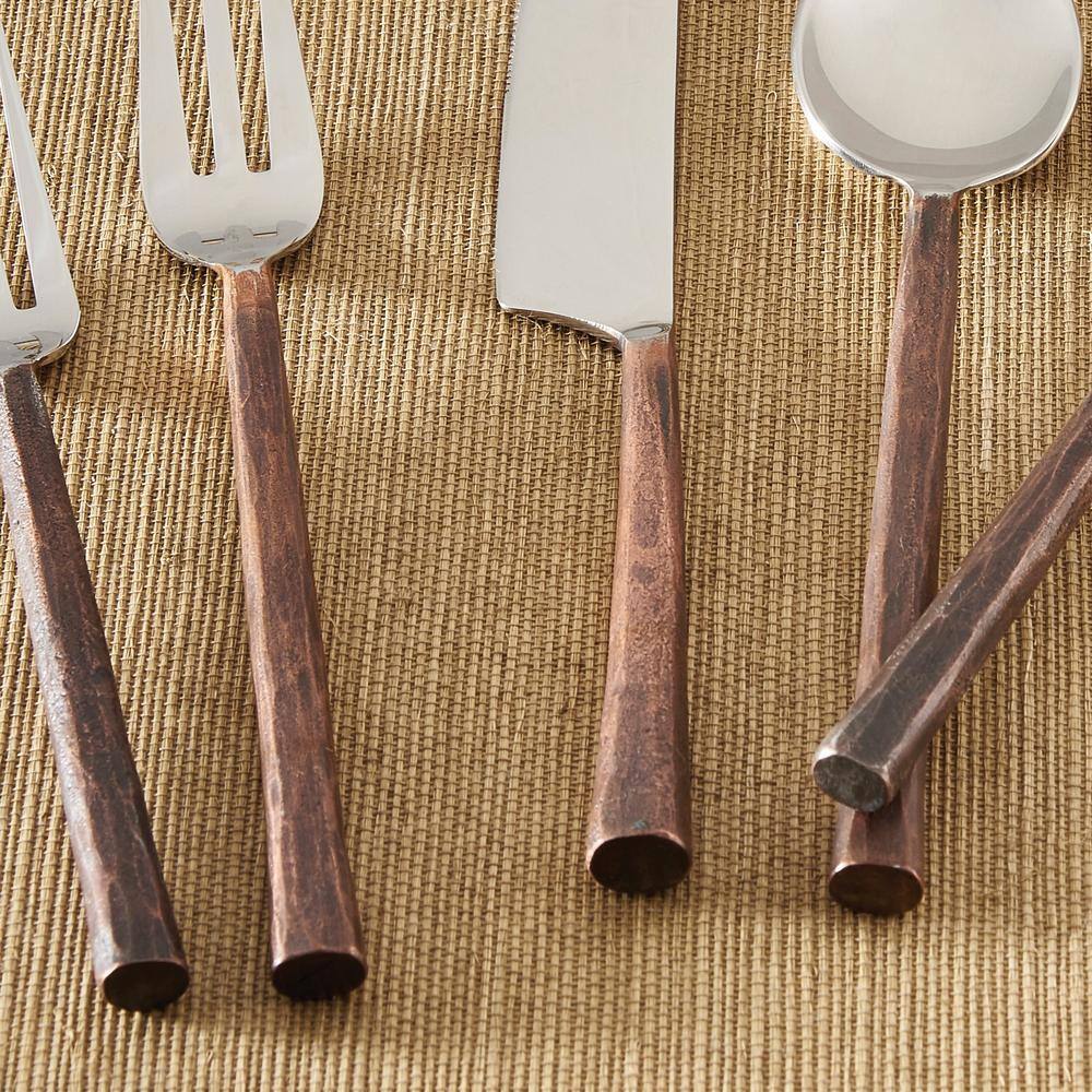 Copper Handle 5-Piece Place Setting Flatware Set (Service for 1) - Hercitys