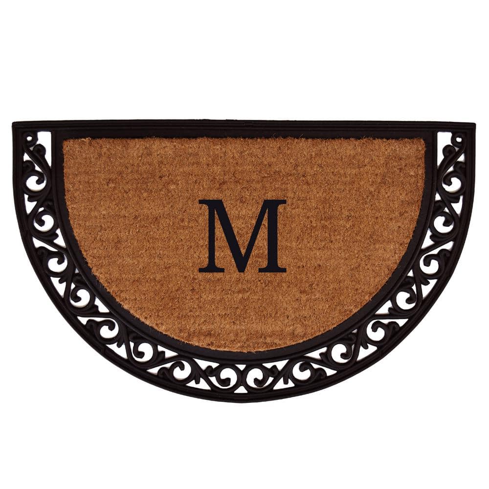 Ornate Scroll 30 in. x 48 in. Coir Monogrammed Door Mat (Letter M) - Hercitys