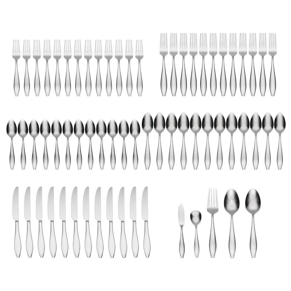 Comet 65-Piece Silver 18/0-Stainless Steel Flatware Set (Service For 12) - Hercitys