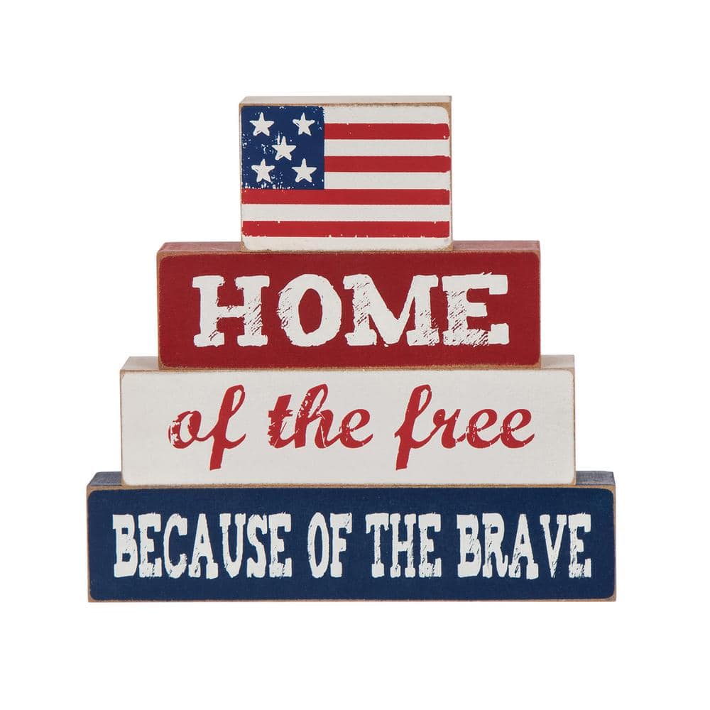 8.07″H Patriotic Wooden Word Sign Table Decor - Hercitys