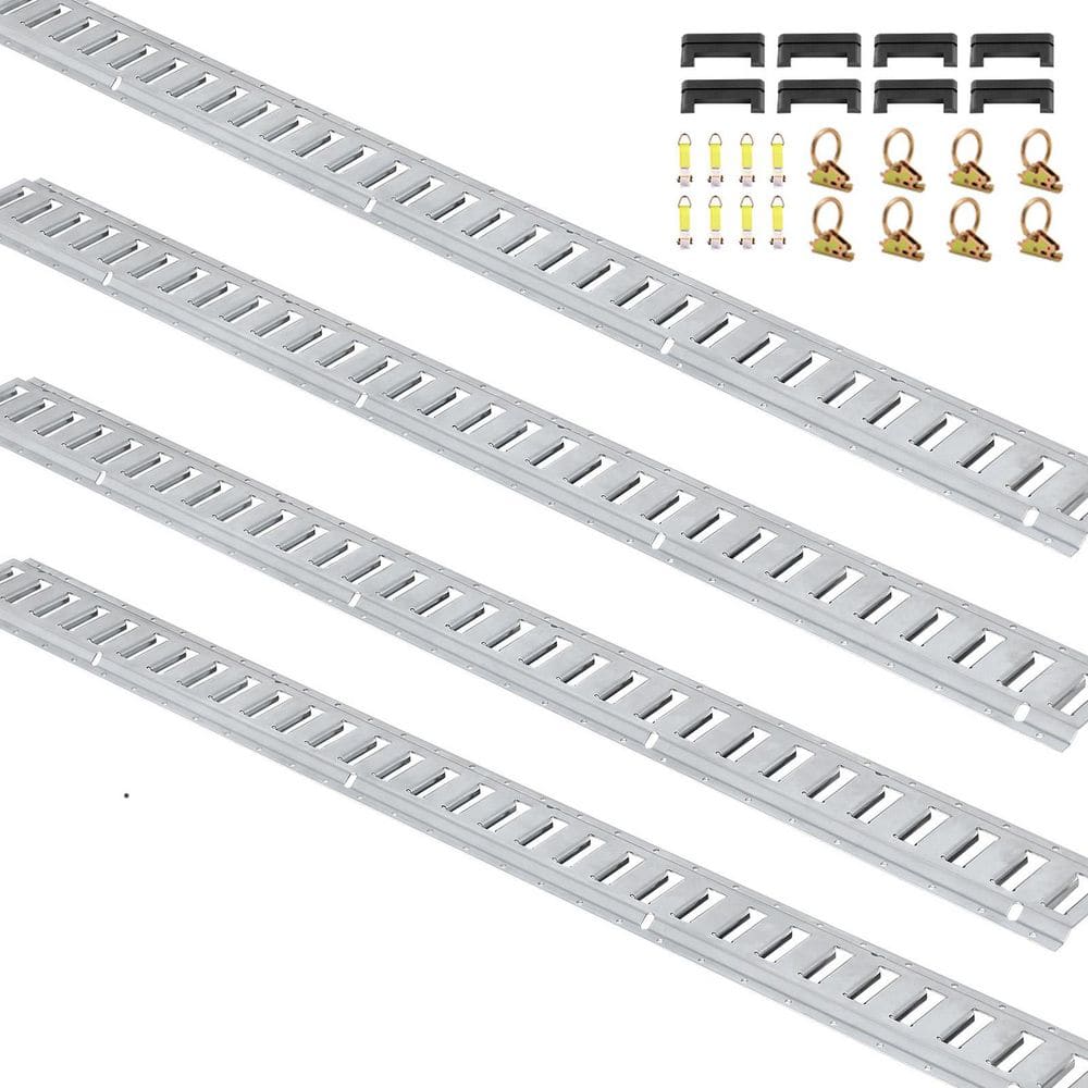 E Track Tie-Down Rail Kit 24PCS 5 ft. E-Tracks Set Includes 8 Steel Rails and 8 O-Rings, 8 Tie-Offs with D-Ring Trailer - Hercitys