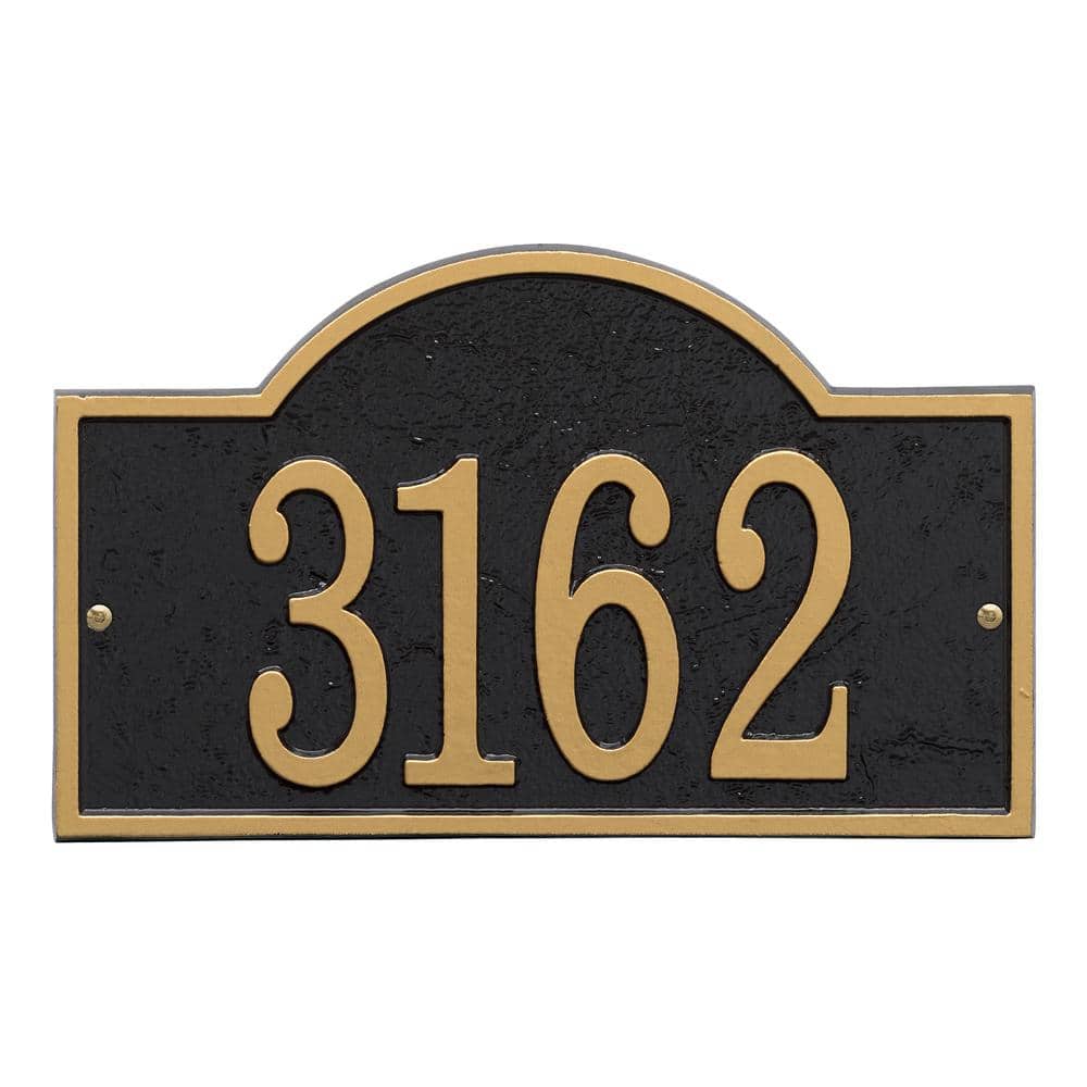 Fast and Easy Arch House Number Plaque, Black/Gold - Hercitys