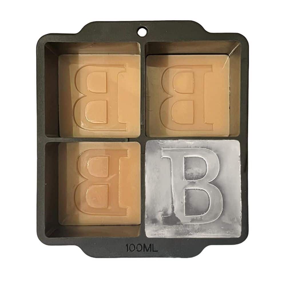 Black Letter B Monogram Ice Cube Mold, 2 in. Big Initials Silicone Ice Cube Tray - Hercitys