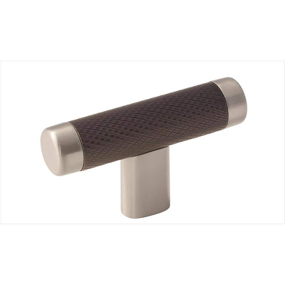 Esquire 2-5/8 in. (67mm) Modern Satin Nickel/Oil-Rubbed Bronze Bar Cabinet Knob - Hercitys