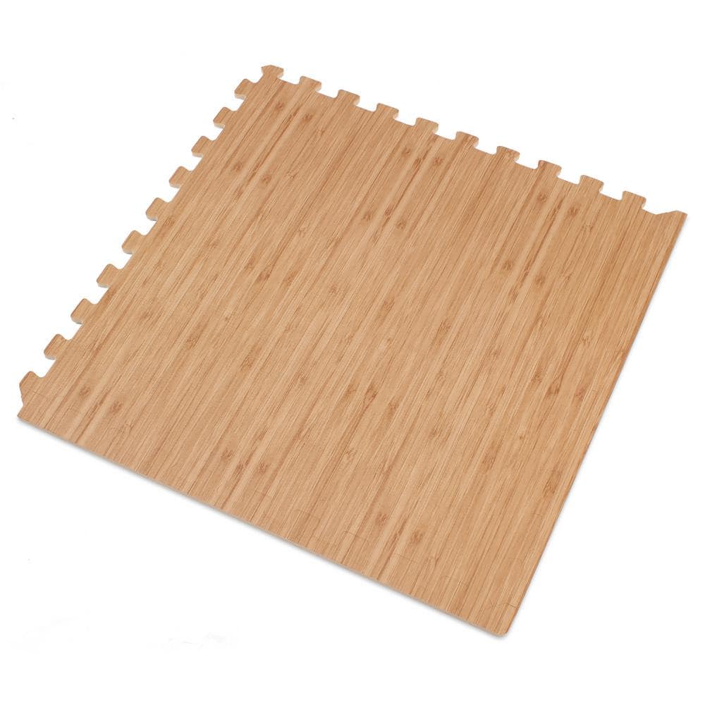Light Bamboo Printed Wood Grain 24 in. x 24 in. x 3/8 in. Interlocking EVA Foam Flooring Mat (24 sq. ft. / pack) - Hercitys
