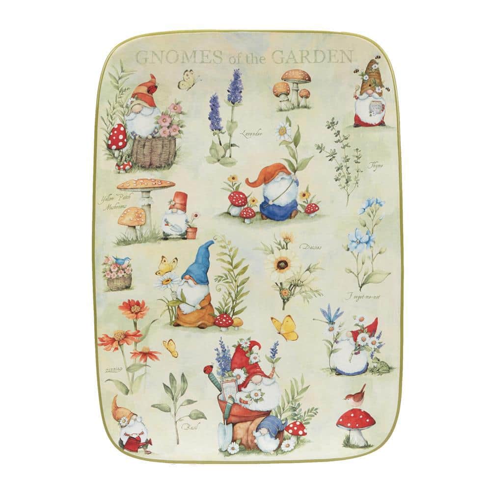 Garden Gnomes 10 in. Assorted Colors Earthenware Rectangular Platter - Hercitys