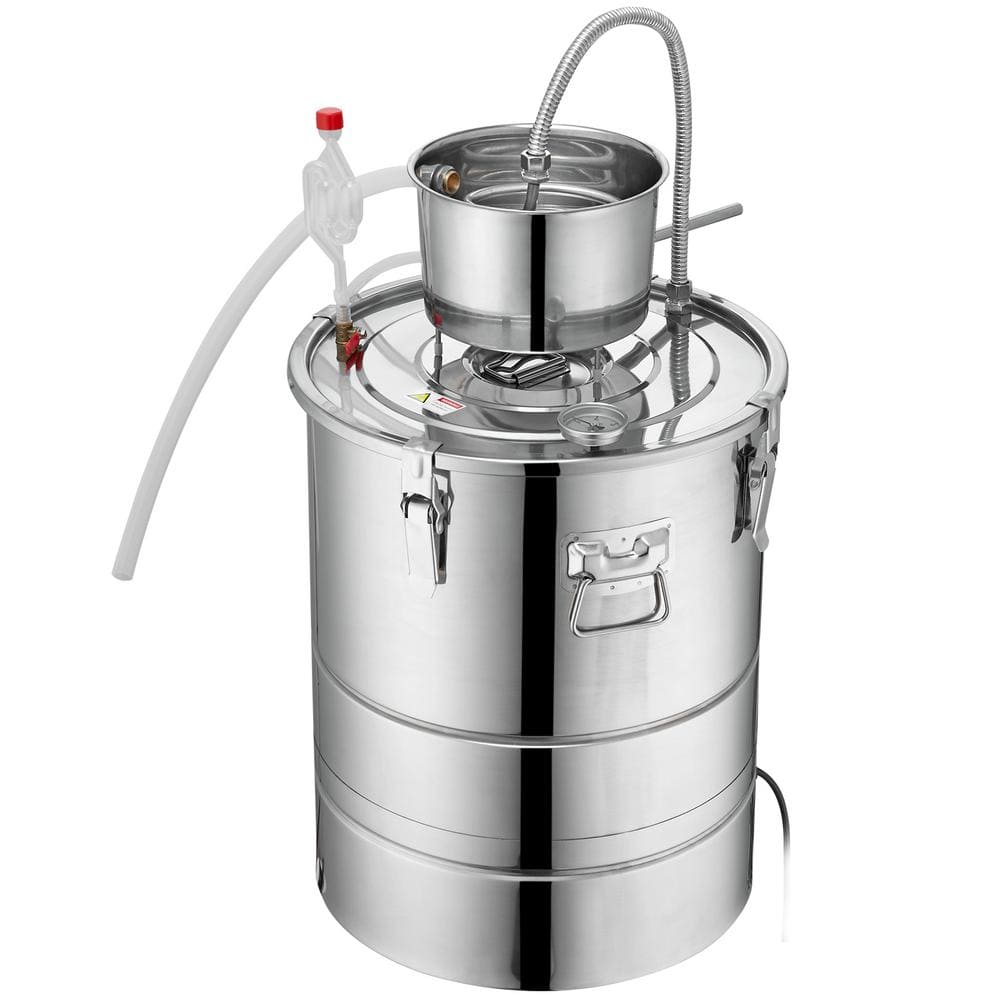Alcohol Still, 9 Gal. 30 L Water Alcohol Distiller, Home Distillery Kit for DIY Whisky Wine Brandy, Silver - Hercitys