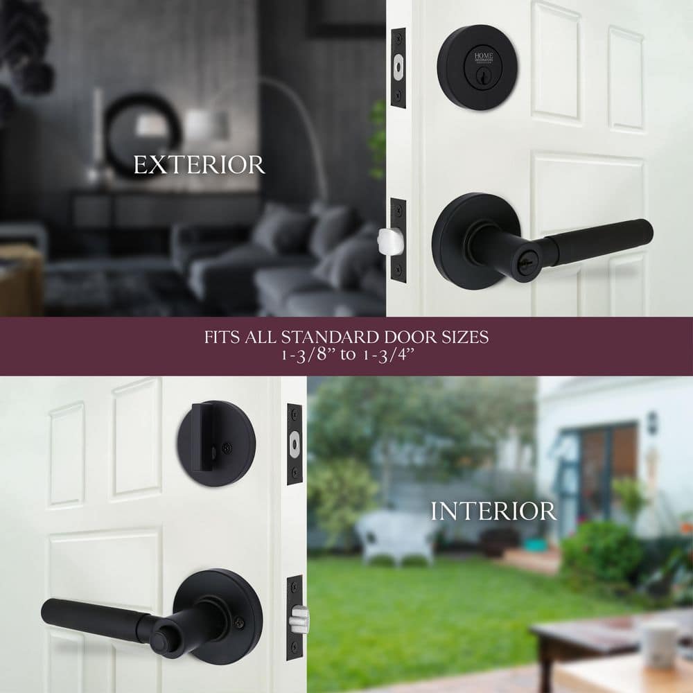 Woodcliff Matte Black Single Cylinder Door Lever Combo Pack Featuring Dual Keyway - Hercitys