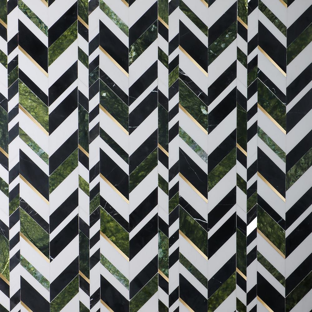 Tyra Verde Jade 11.81 in. x 18.89 in. Polished Marble Wall Mosaic Tile (1.55 sq. ft./Each) - Hercitys