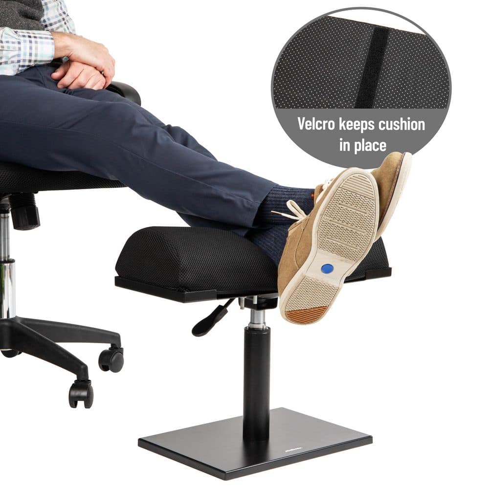 Black Foot Rest, Under Desk at Work, Ergonomic, Height Adjustable, Office, Foam, 16.75″ L x 7.5″W x 3.75″H - Hercitys
