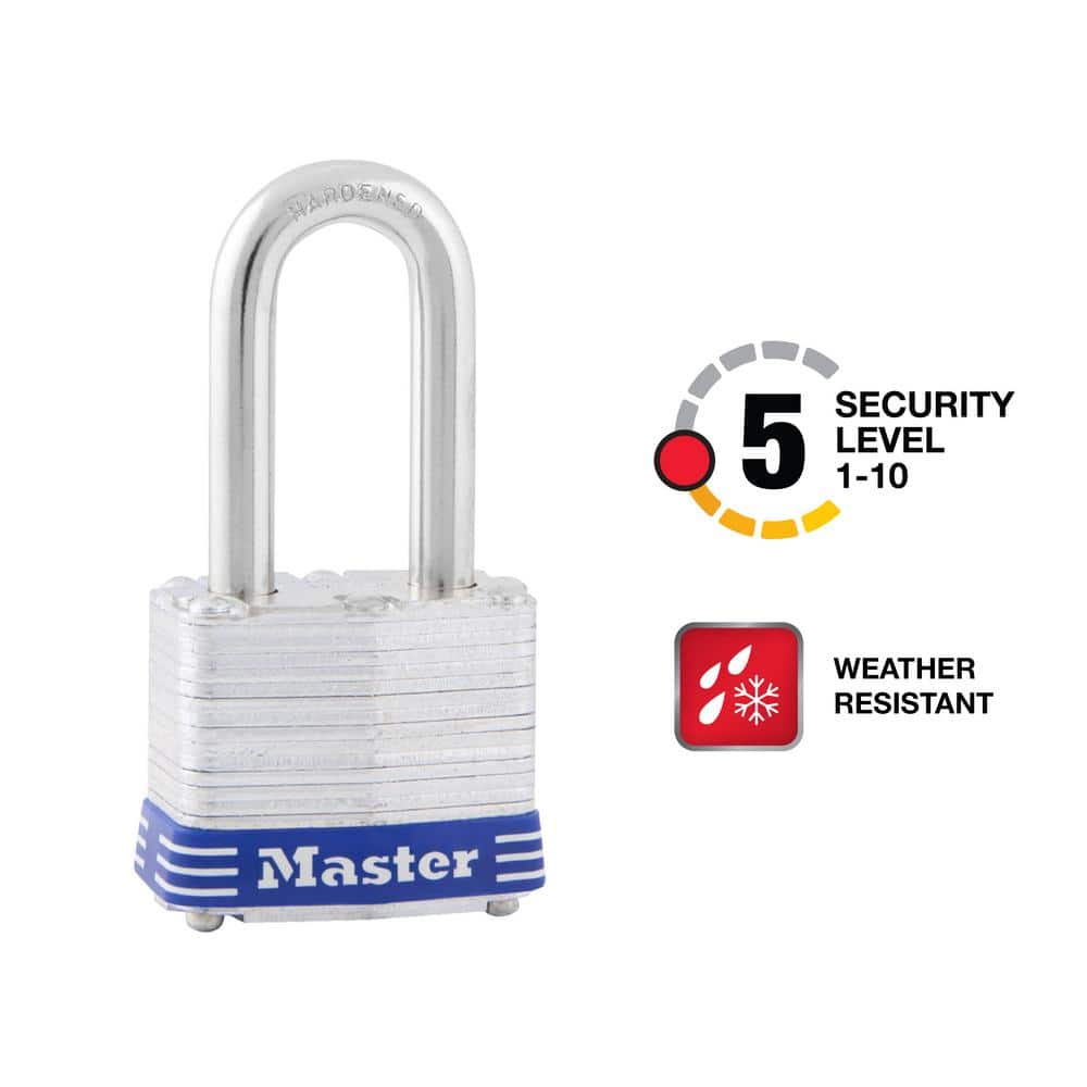 Outdoor Padlock with Key, 1-9/16 in. Wide, 1-1/2 in. Shackle, 3 Pack - Hercitys