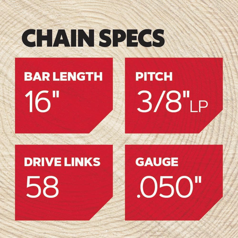 S58 Chainsaw Chain for 16 in. Bar Fits Remington, Wen, John Deere and Skil - Hercitys