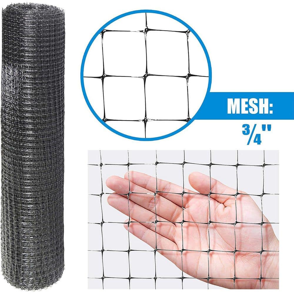 7 ft. x 100 ft. x 3/4 in. Black Plastic Deer/Bird/Rodent Block Garden Netting - Hercitys
