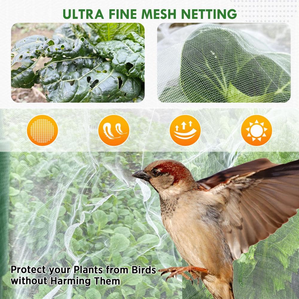 Garden Netting Kit with 8 x 20 ft Mesh Plant Cover - Hercitys