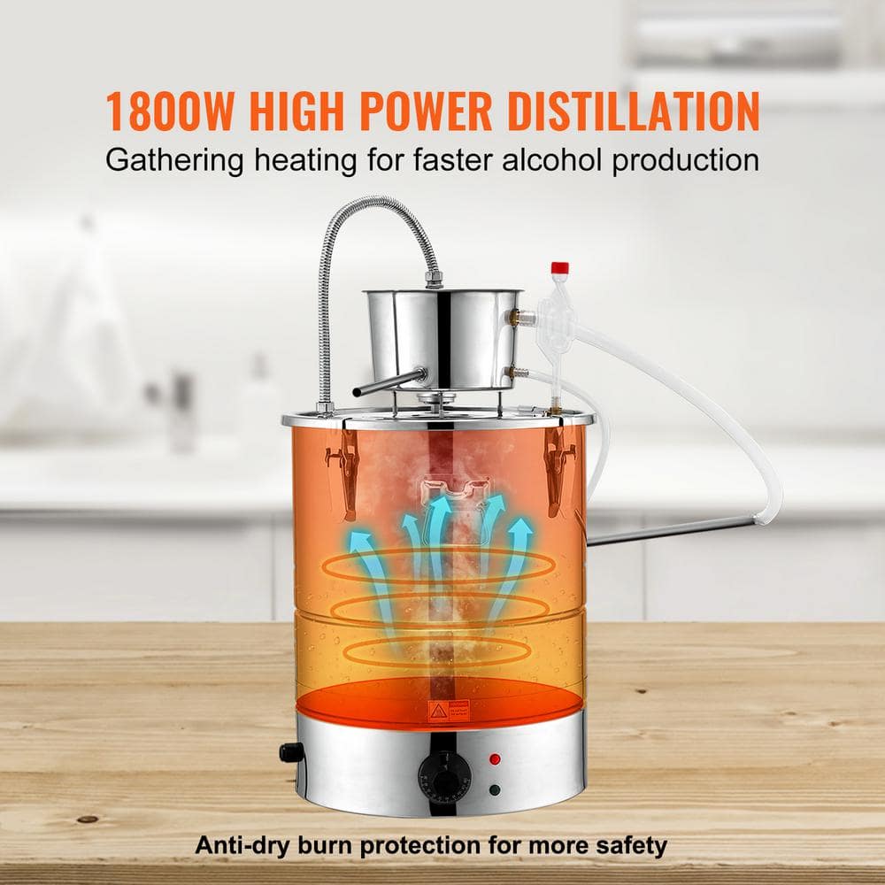Alcohol Still is a 9 Gal. /30 L in Silver Home Distillery Kit Includes Tube, Pump, Valve, and Thermometer - Hercitys