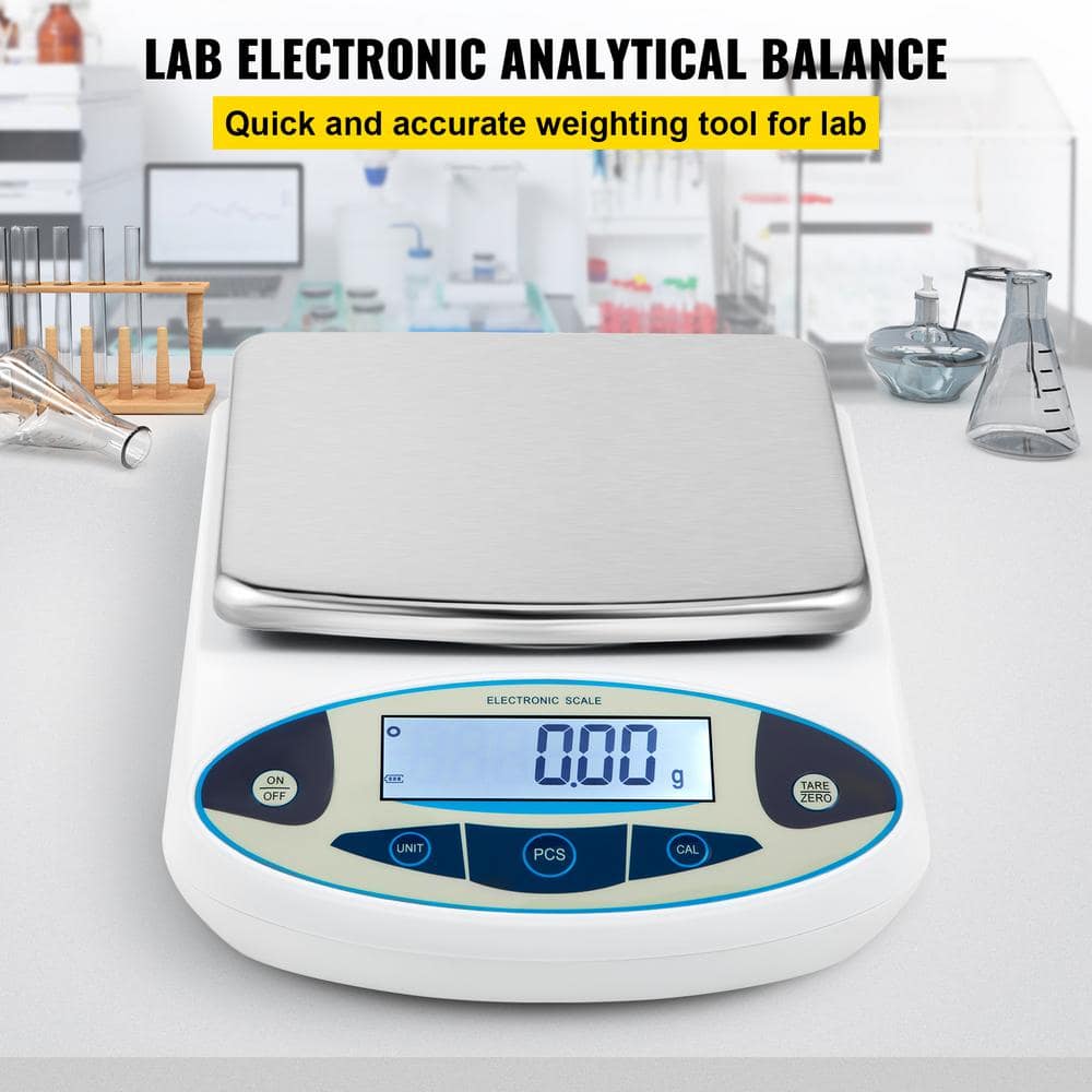 Analytical Balance, 5000 g x 0.01 g Accuracy, High Precision, 13 Units Conversion, for Lab University, LCD Food Scale - Hercitys