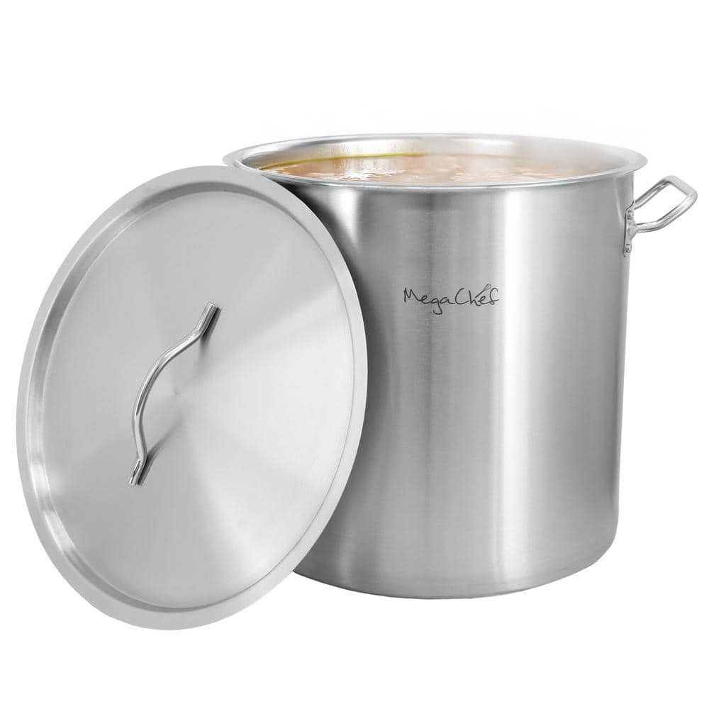 Professional Kitchen 52.8 qt. Round Stainless Steel Stock Pot with Lid - Hercitys