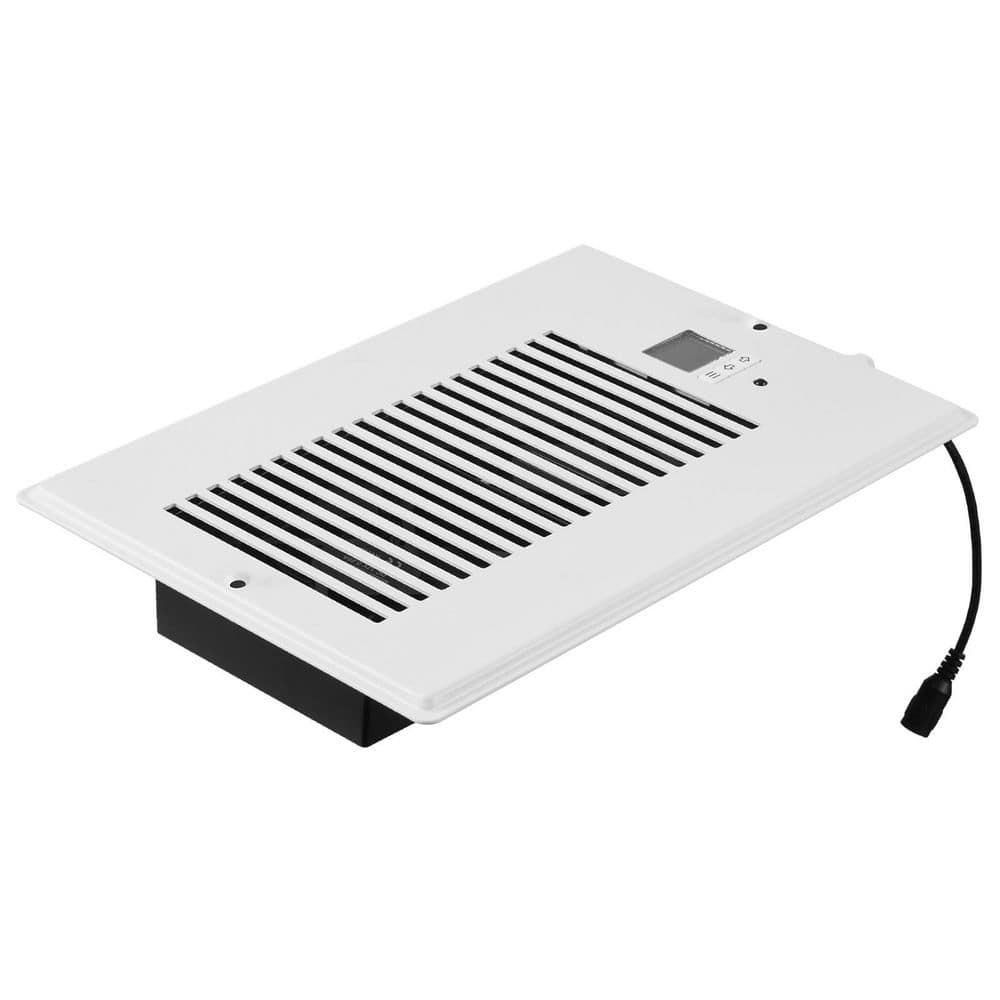 White Register Booster Fan, Quiet 6 x 10 in. Vent Booster with Remote & Thermostat Control, Adjustable Speed - Hercitys